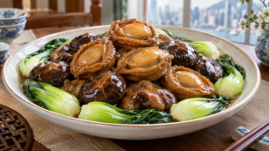 Oyster King and Flower Mushrooms Braised with Soft-Centre Abalone