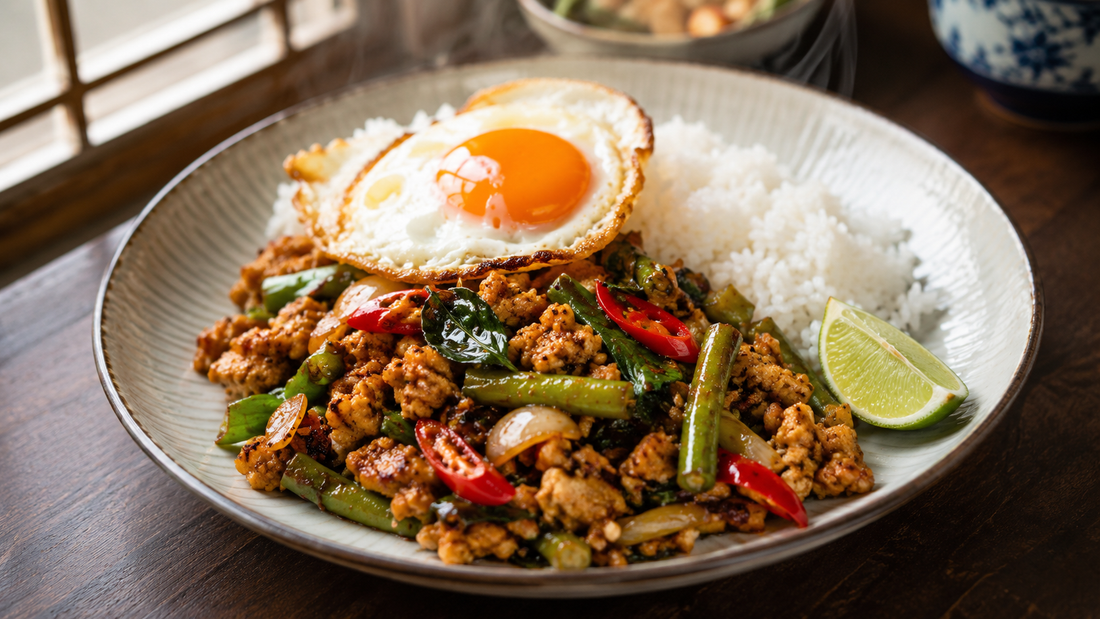 泰式辣蒜羅勒雞肉扒飯