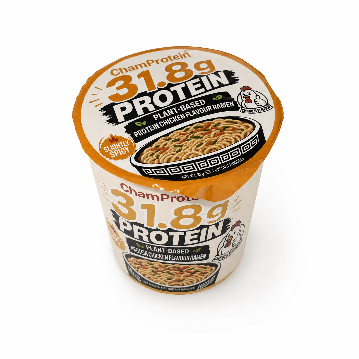 ChamProtein® 31.8g Protein 高蛋白雞湯味杯麵 62g｜每杯31.8g蛋白質｜223kcal｜植物基微辣健身即食麵[常溫]