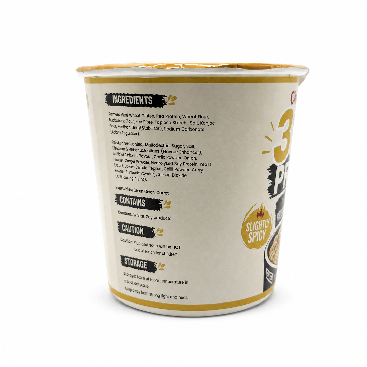 ChamProtein® 31.8g Protein 高蛋白雞湯味杯麵 62g｜每杯31.8g蛋白質｜223kcal｜植物基微辣健身即食麵[常溫]