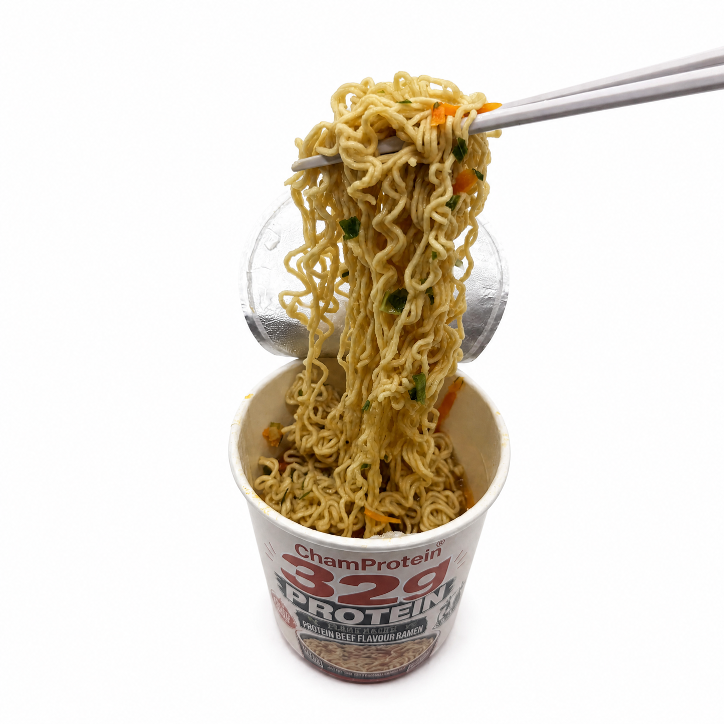 ChamProtein® 32g Protein 高蛋白牛肉味杯麵 62g｜每杯32g蛋白質｜227kcal｜植物基微辣健身即食麵[常溫]