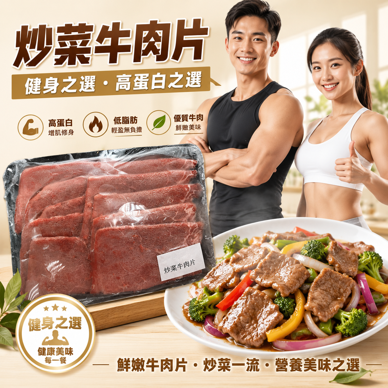 巴西進口萬能牛肉片300克（現為非真空包裝）｜炒菜專用｜高蛋白低脂肪｜無添加｜100%純牛腿肉[3450959904761]