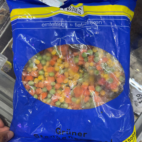 純天然雜菜粒1KG/包｜透明膠袋包裝｜優質多種蔬菜混合｜無添加劑｜富含纖維和維生素｜適合煎、炒、燉、湯等多種烹飪方式｜冷凍新鮮加工｜健康美味選擇[3393855796937]