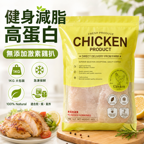 無激素雞扒1KG｜CP 原材料雞比扒｜平替皇家農場ROYAL FARM｜精選部位｜100%純天然｜無防腐劑｜無激素｜無抗生素|⚠️ iqf技術導致雞肉部分發白是正常情況請安心食用⚠️介意慎買 不退換