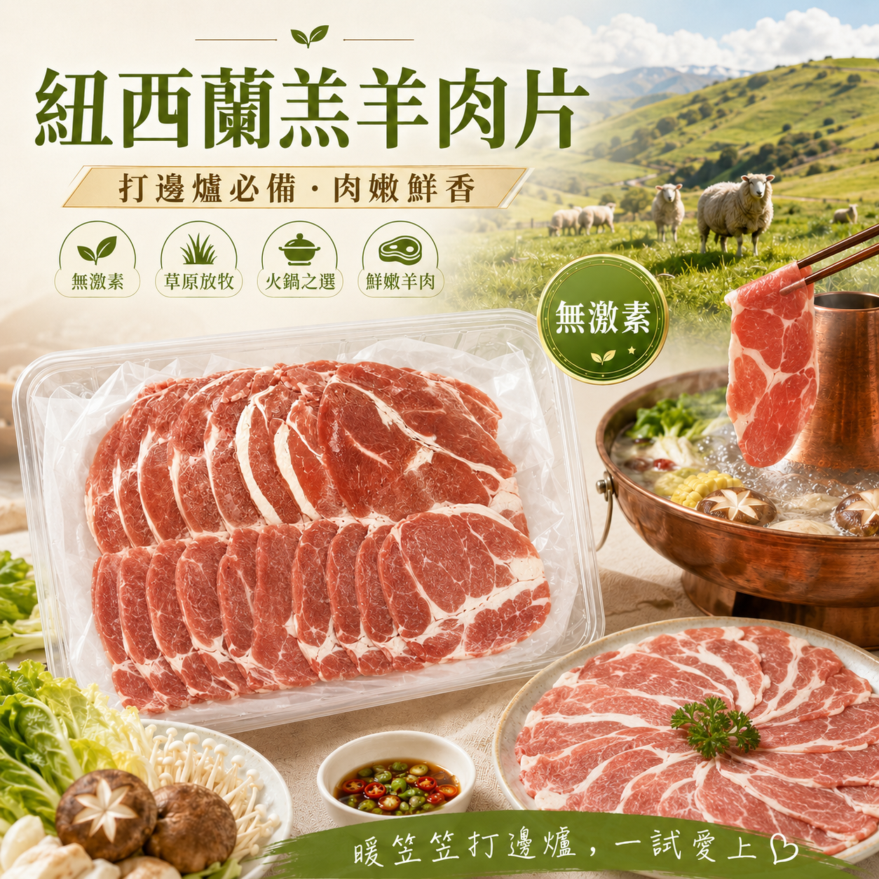 紐西蘭SILVER FERN FARM 羊卷肉（肩胛肉）｜切火鍋片2mm｜100%天然無激素｜不含荷爾蒙及抗生素｜不是合成肉｜100%原切[3364464717163]