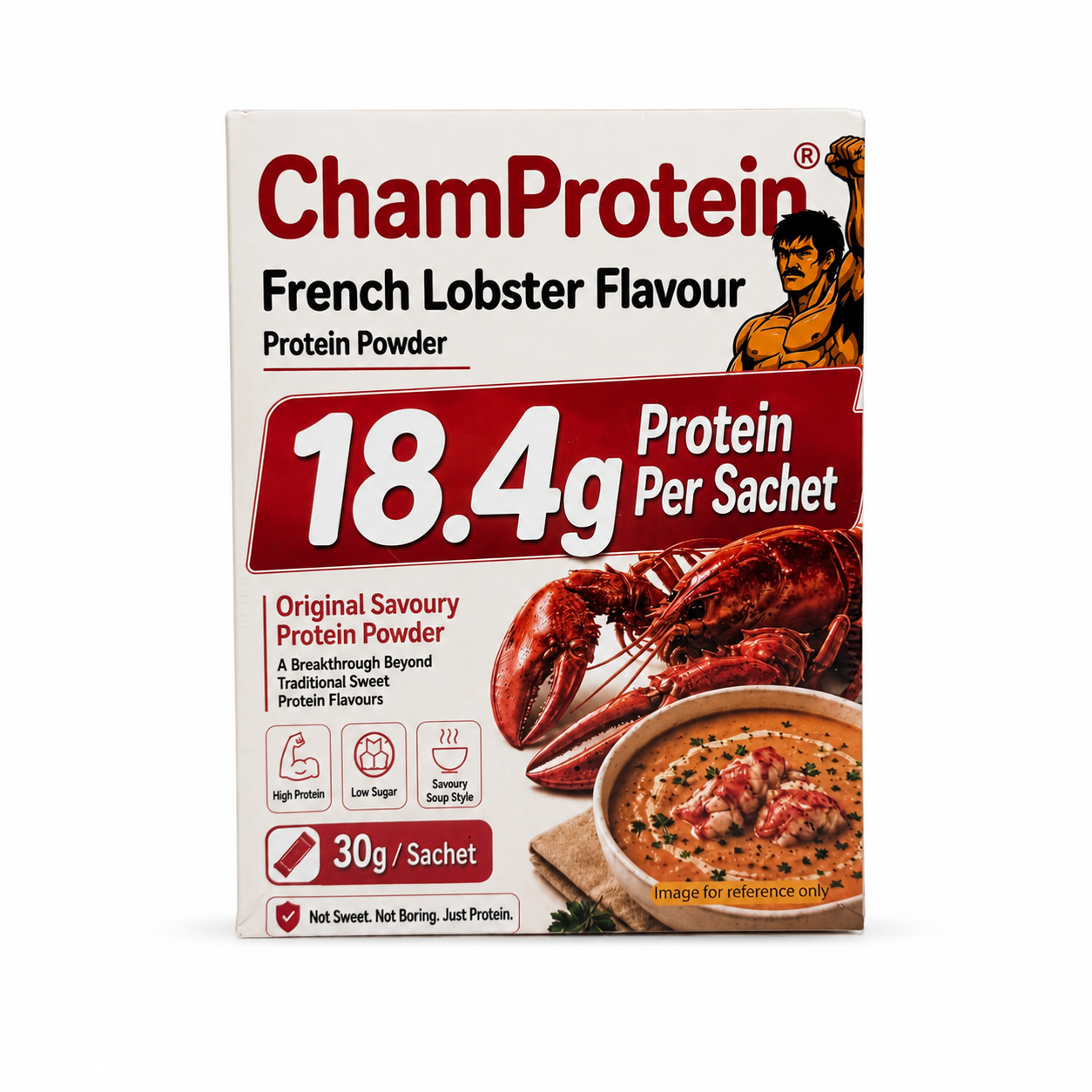 ChamProtein® 鹹口法式龍蝦味蛋白粉 240g｜每包18.4g蛋白｜香港少見 Savoury Protein｜健身減脂高蛋白鹹湯