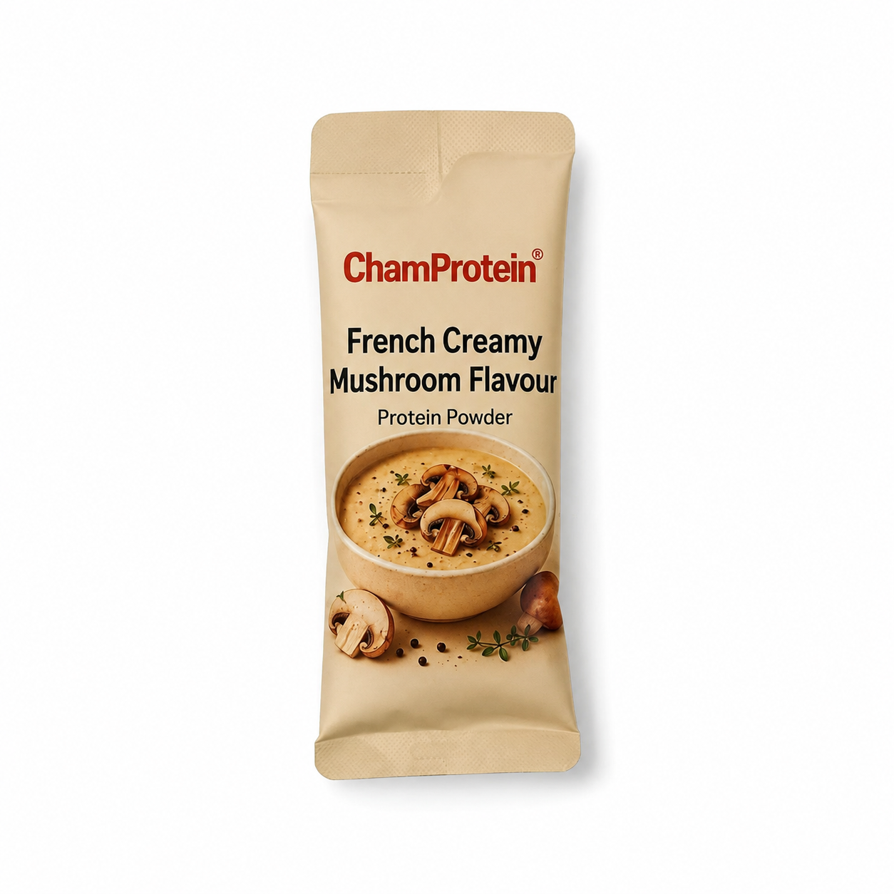 ChamProtein® 鹹口法式忌廉蘑菇蛋白粉 240g｜每包18.4g蛋白｜香港少見鹹口Savoury Protein｜健身減脂高蛋白鹹湯
